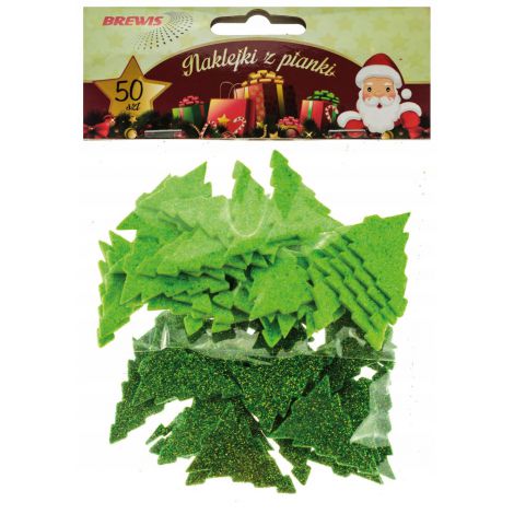 Naklejki z mikrogumy Brewis Choinki, 50szt
